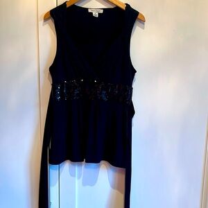 White House Black Market black sleeveless top with sequin empire band Size M